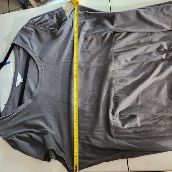 Womens Gray Tiered Midi Dress XXL Time And Tru Casual Relaxed Fit Short Sleeve - Picture 4 of 10